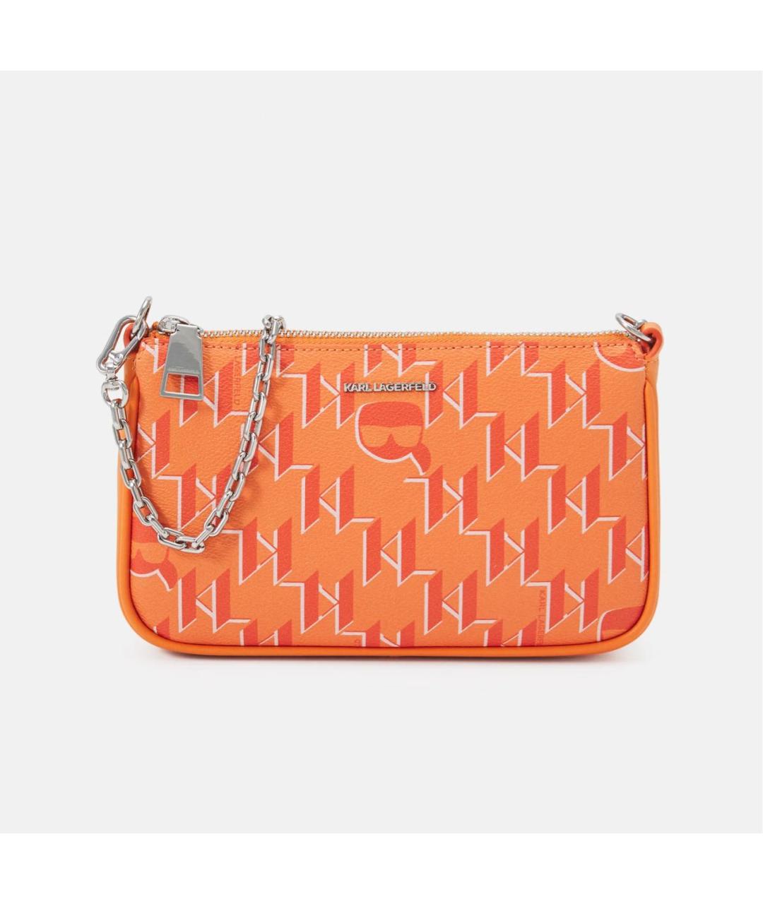 KARL LAGERFELD Оранжевая сумка с короткими ручками из искусственной кожи, фото 8
