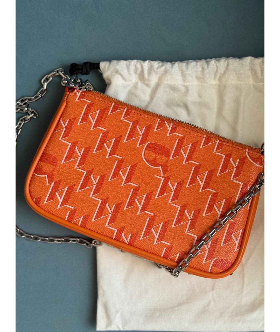 KARL LAGERFELD Оранжевая сумка с короткими ручками из искусственной кожи, фото 3