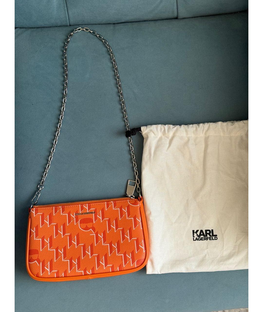 KARL LAGERFELD Оранжевая сумка с короткими ручками из искусственной кожи, фото 7