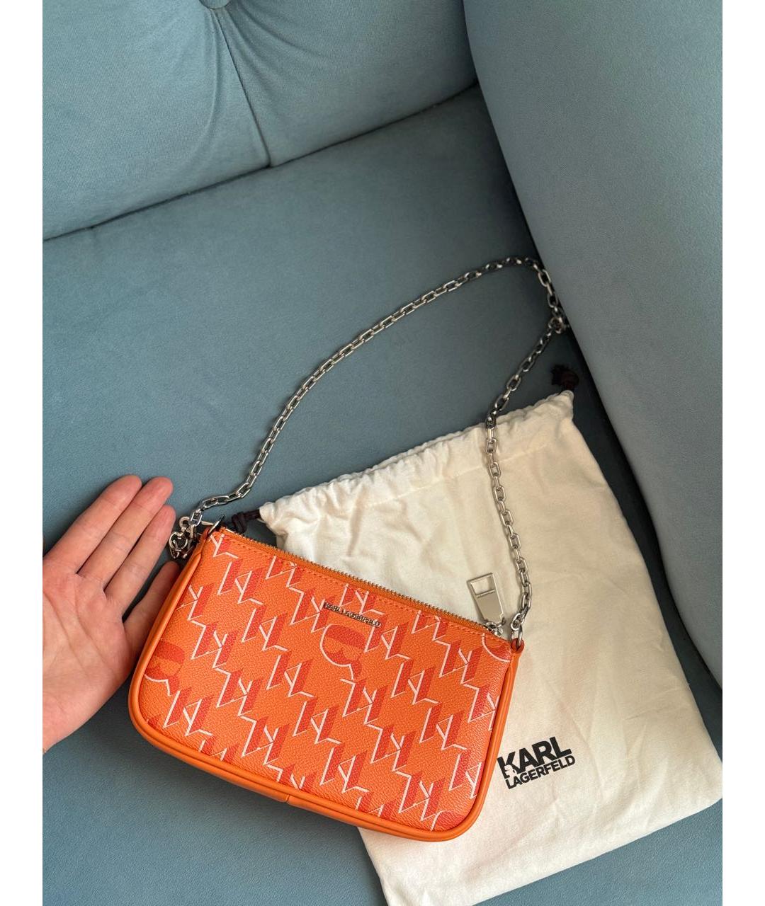 KARL LAGERFELD Оранжевая сумка с короткими ручками из искусственной кожи, фото 6