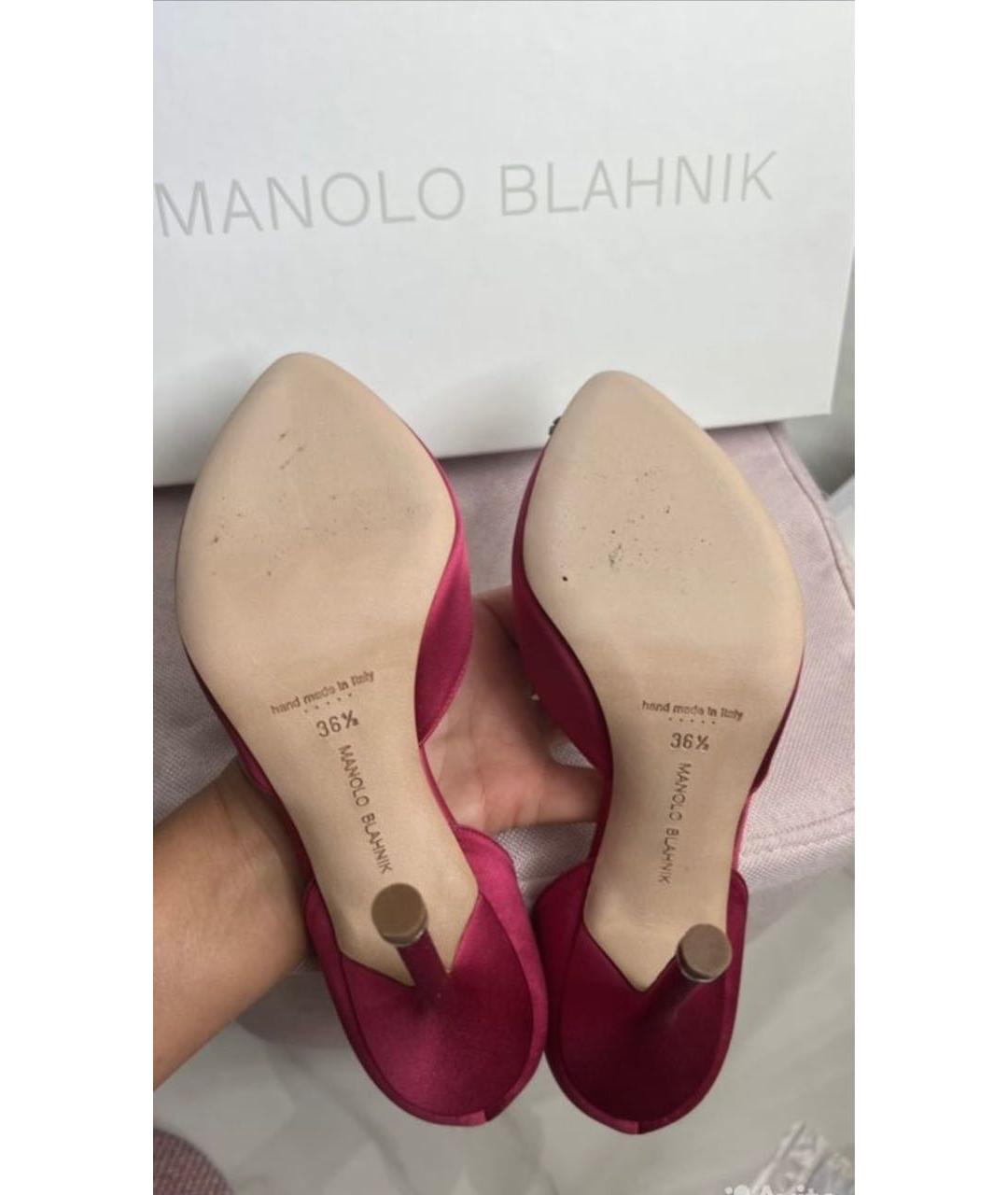 MANOLO BLAHNIK Коралловые текстильные туфли, фото 5