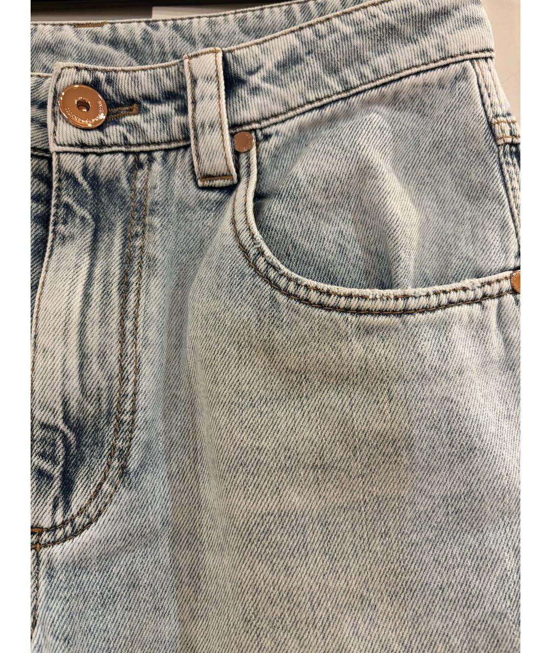 BRUNELLO CUCINELLI Голубые хлопковые прямые джинсы, фото 6