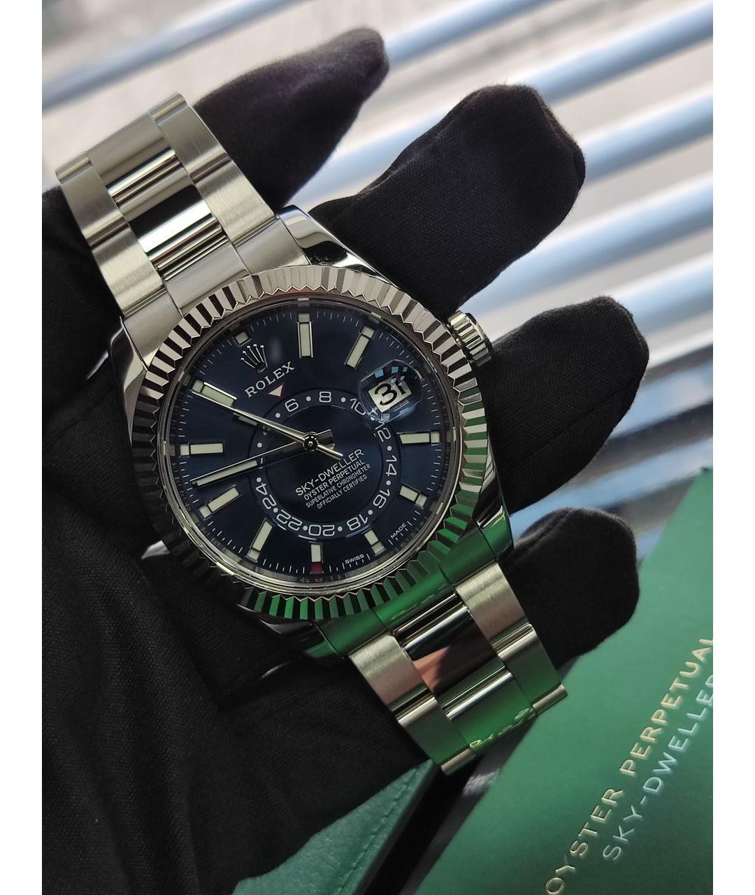 ROLEX Синие часы из белого золота, фото 3