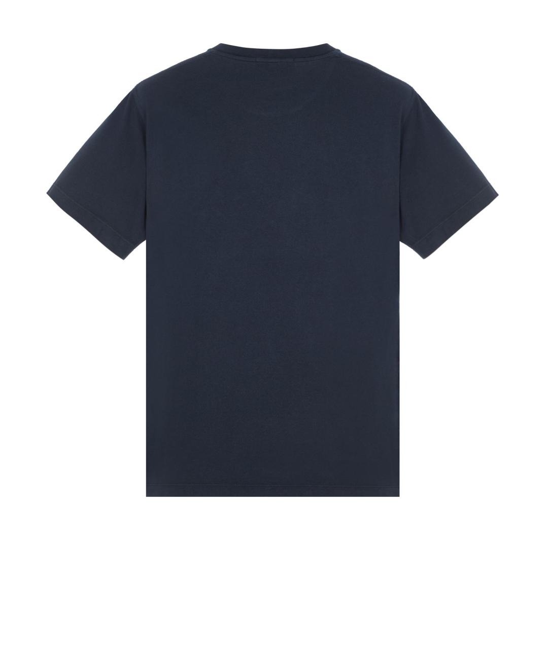 STONE ISLAND Темно-синяя хлопковая футболка, фото 2