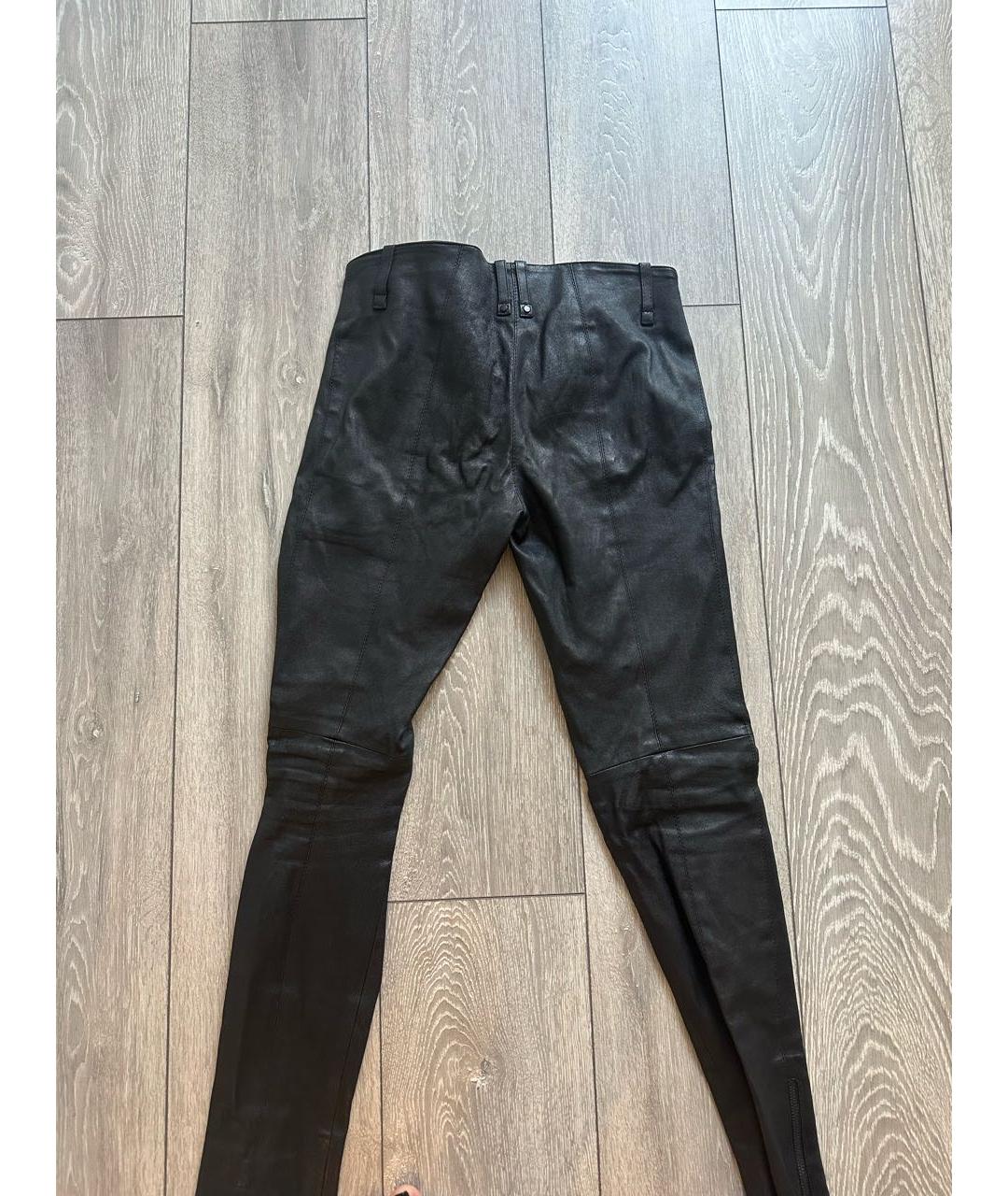 PLEIN SUD Черные кожаные брюки узкие, фото 3