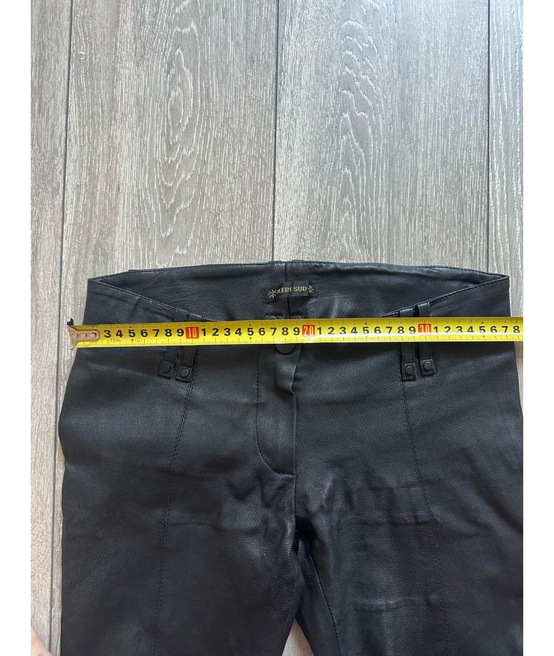 PLEIN SUD Черные кожаные брюки узкие, фото 5