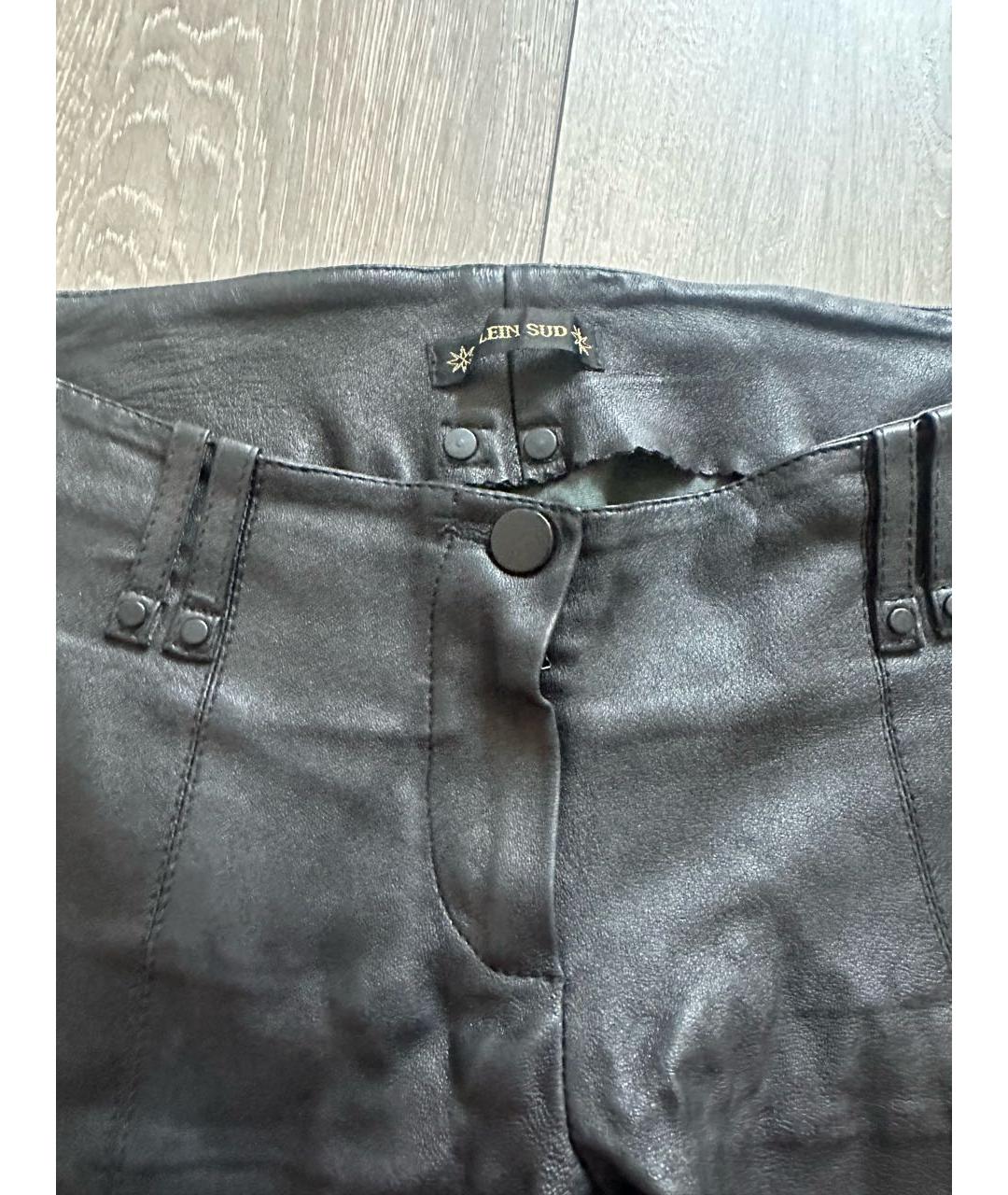 PLEIN SUD Черные кожаные брюки узкие, фото 2