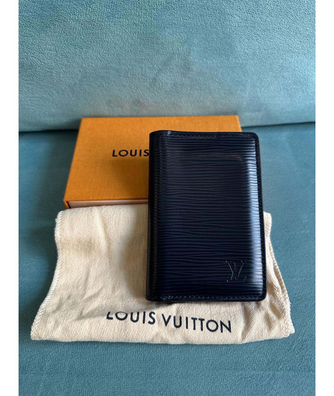 LOUIS VUITTON Черный кожаный кардхолдер, фото 4