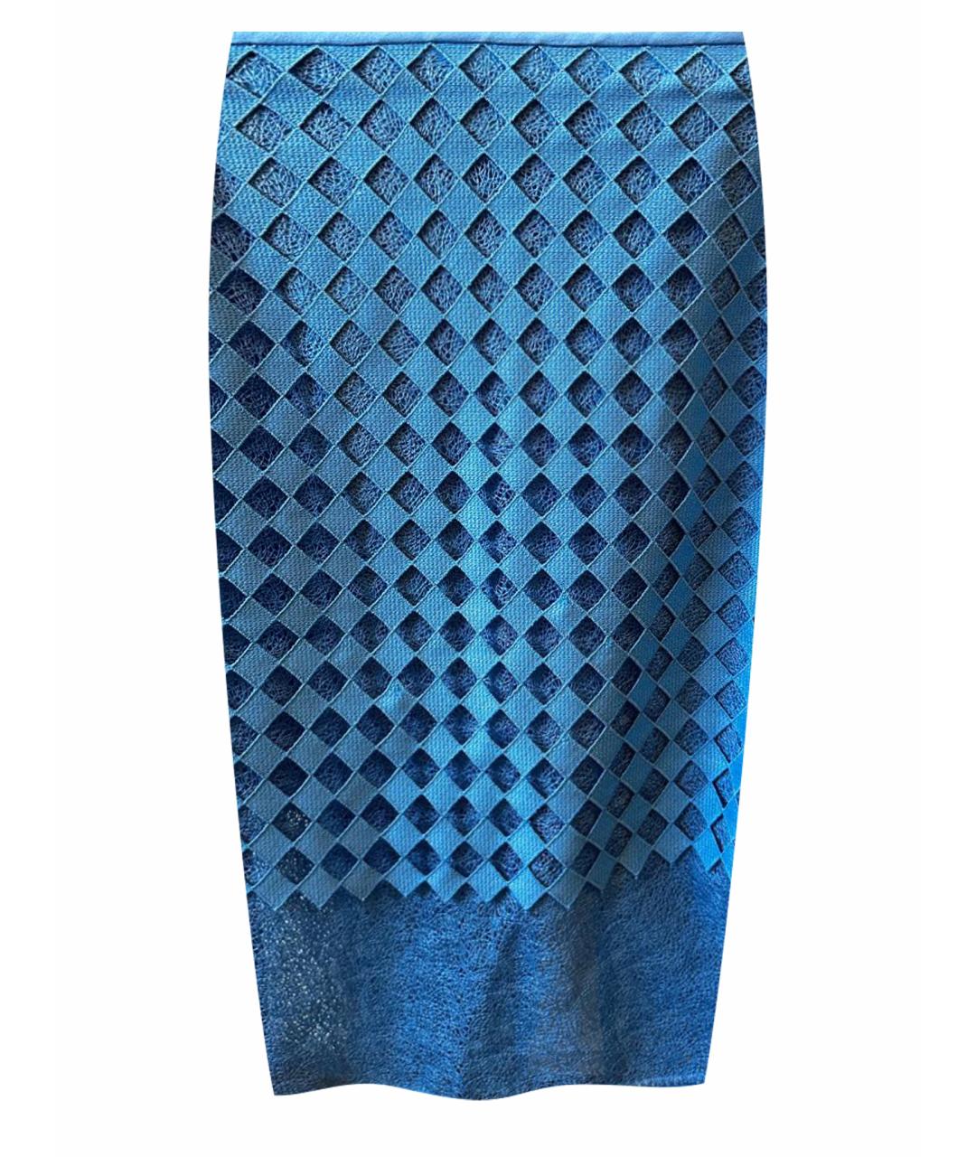 DIANE VON FURSTENBERG Голубая полиэстеровая юбка миди, фото 1