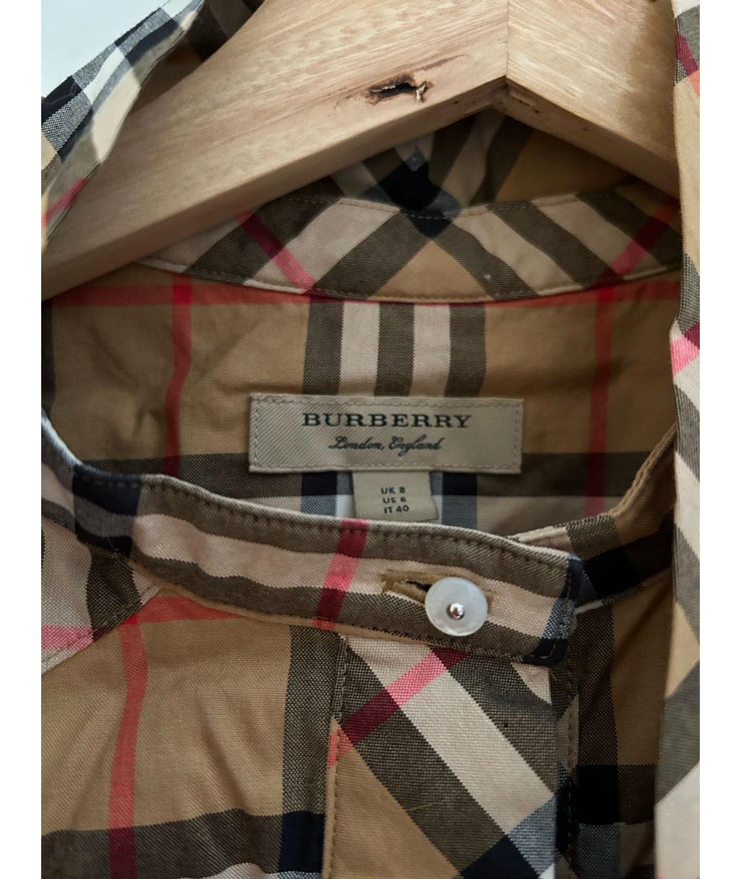 BURBERRY Коричневое хлопковое повседневное платье, фото 3