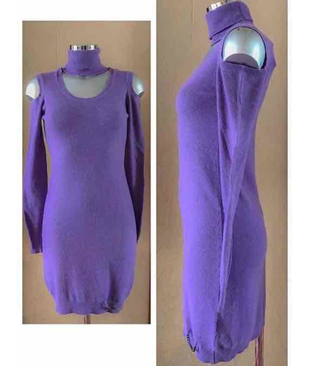 BLUGIRL Фиолетовое шерстяное повседневное платье, фото 5