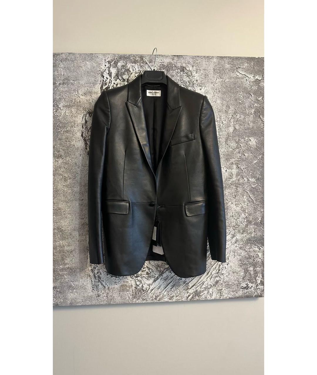 SAINT LAURENT Черный кожаный жакет/пиджак, фото 5