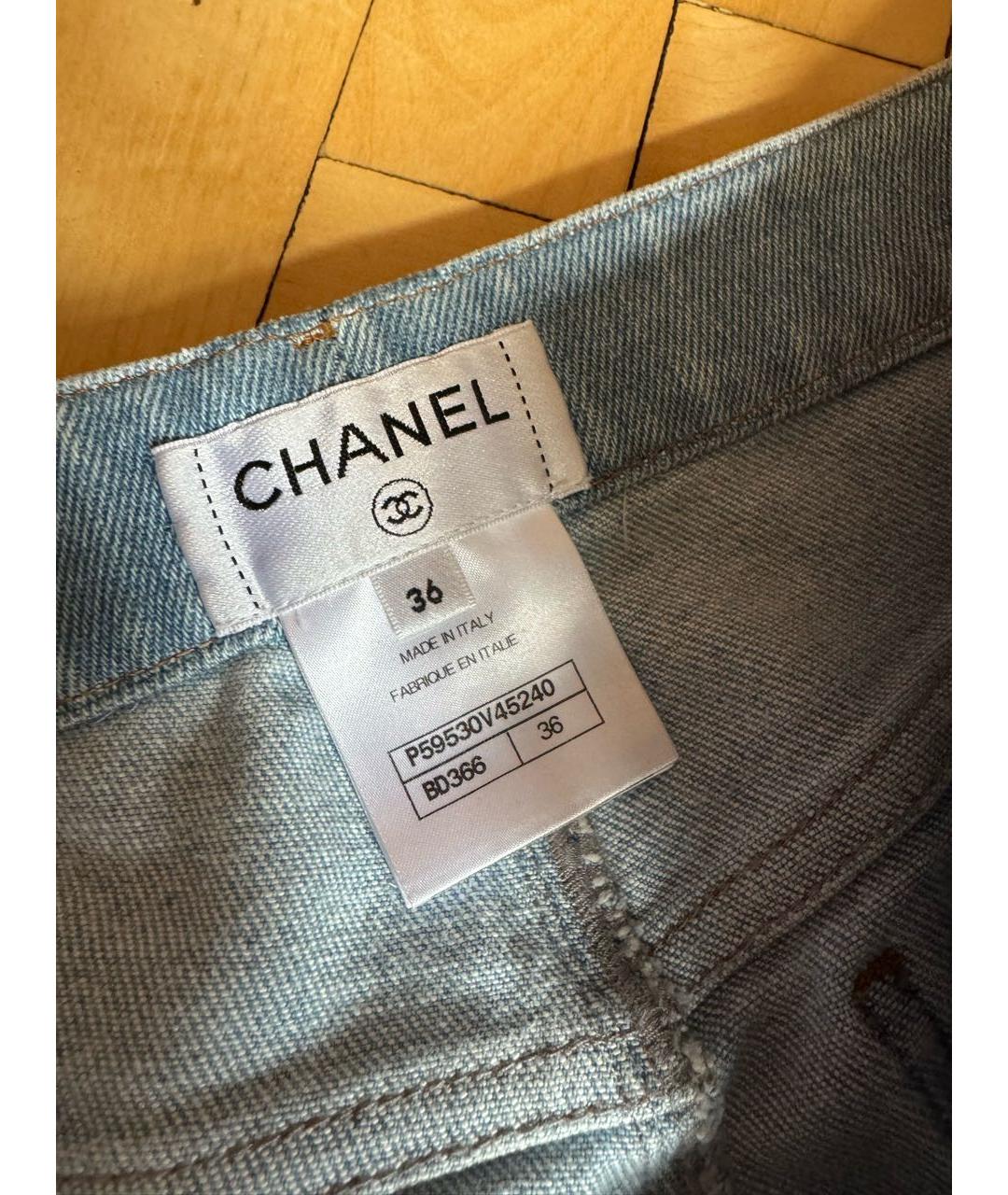 CHANEL Голубые хлопковые прямые джинсы, фото 2