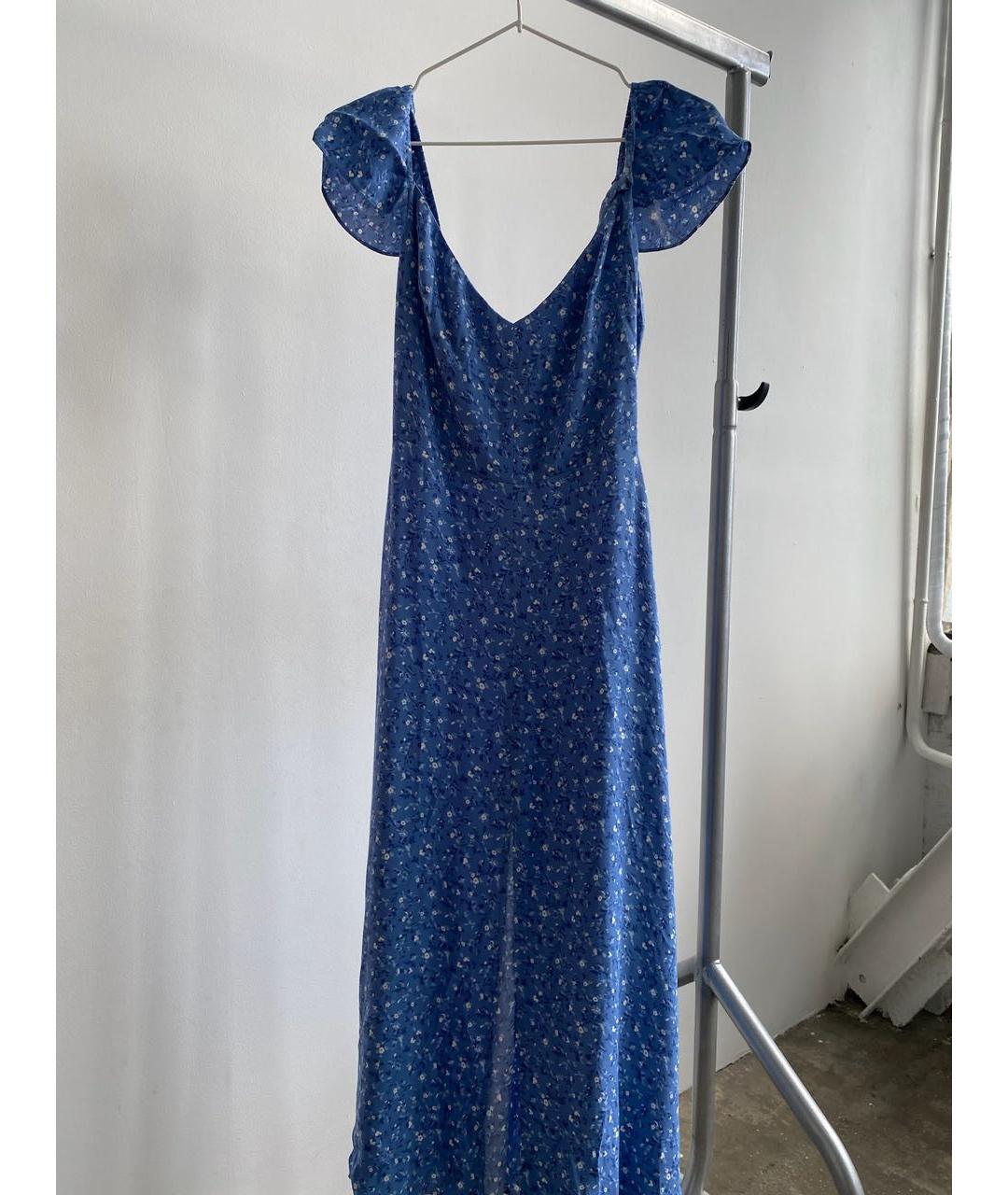 REFORMATION Голубое вискозное повседневное платье, фото 4