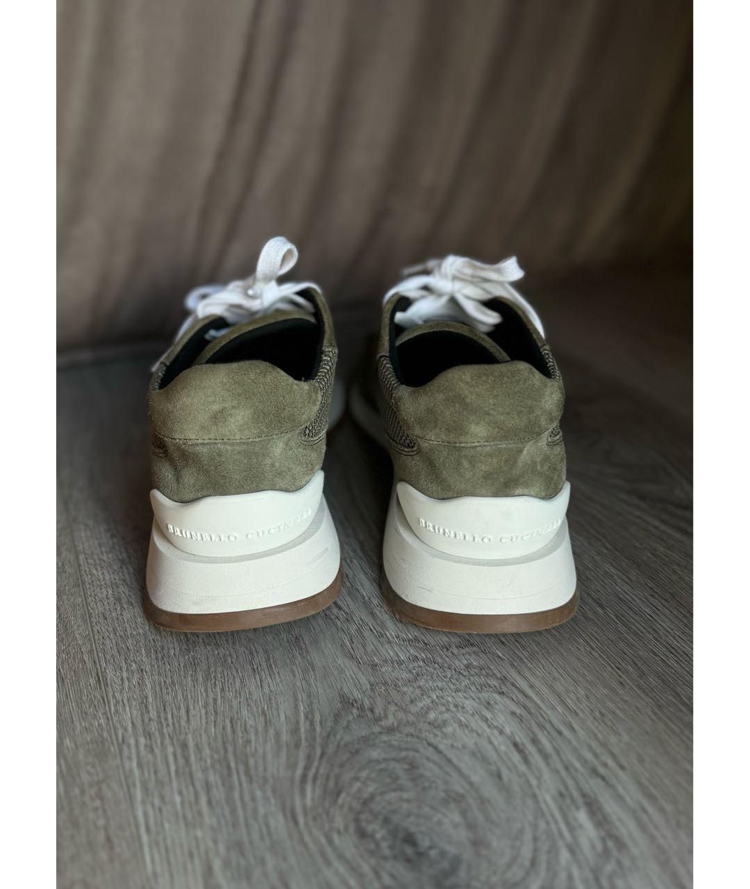 BRUNELLO CUCINELLI Хаки замшевые кроссовки, фото 3
