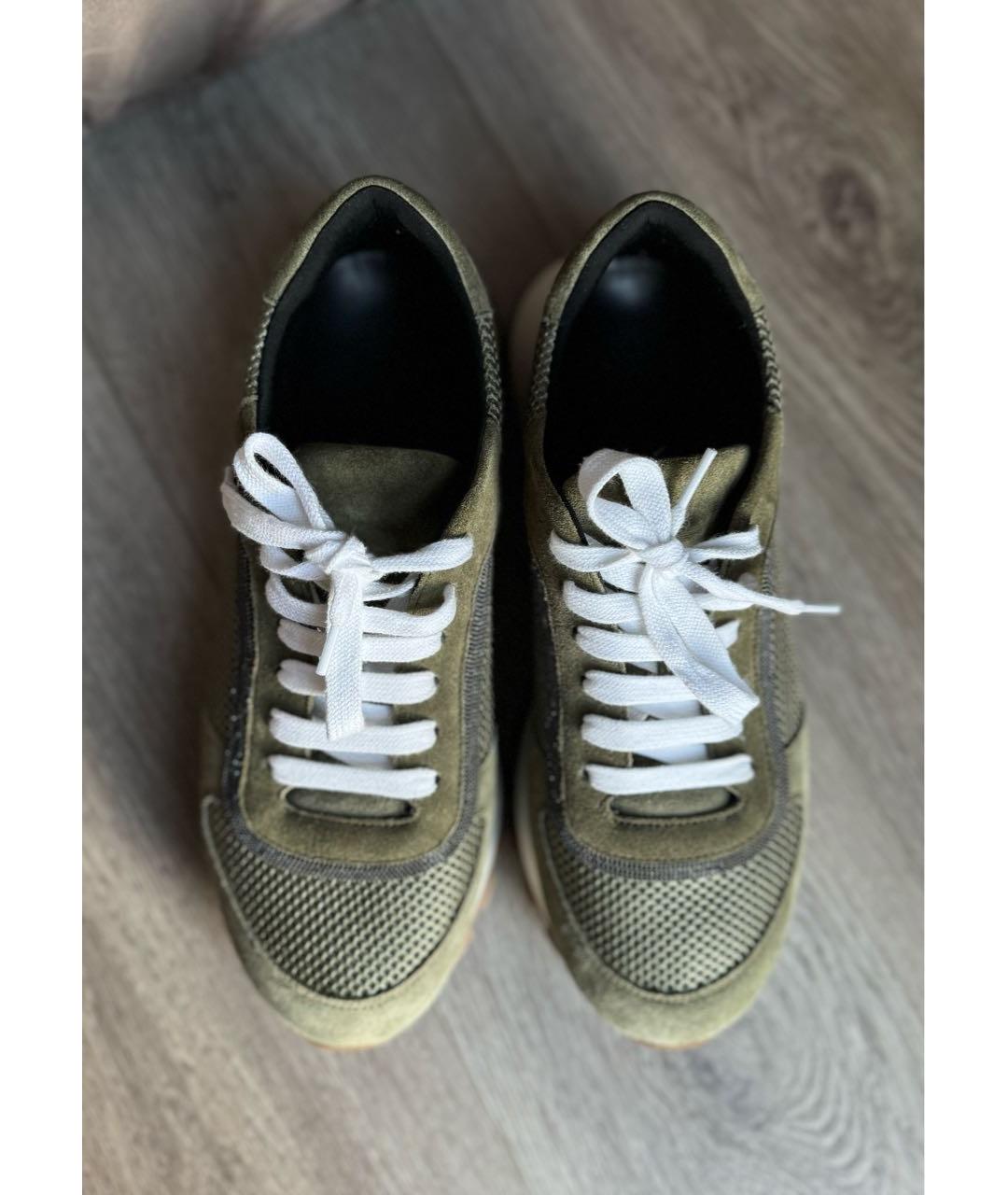 BRUNELLO CUCINELLI Хаки замшевые кроссовки, фото 5