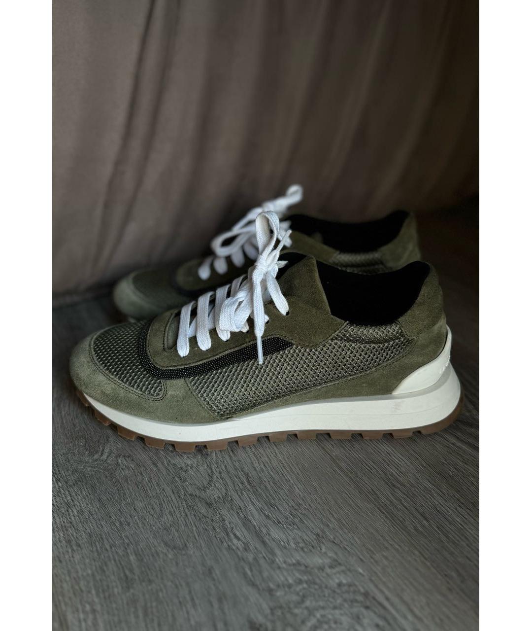 BRUNELLO CUCINELLI Хаки замшевые кроссовки, фото 2