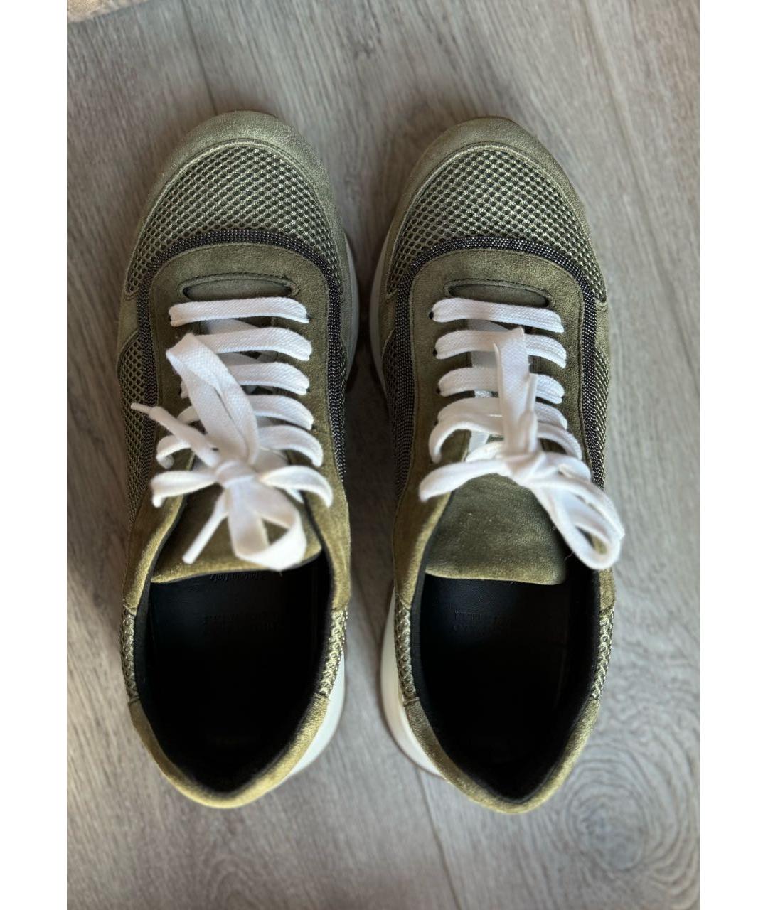 BRUNELLO CUCINELLI Хаки замшевые кроссовки, фото 6