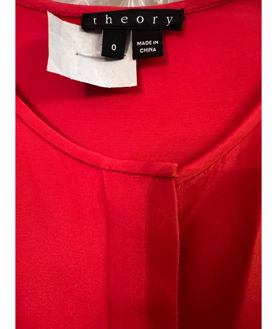 THEORY Красное шелковое повседневное платье, фото 4
