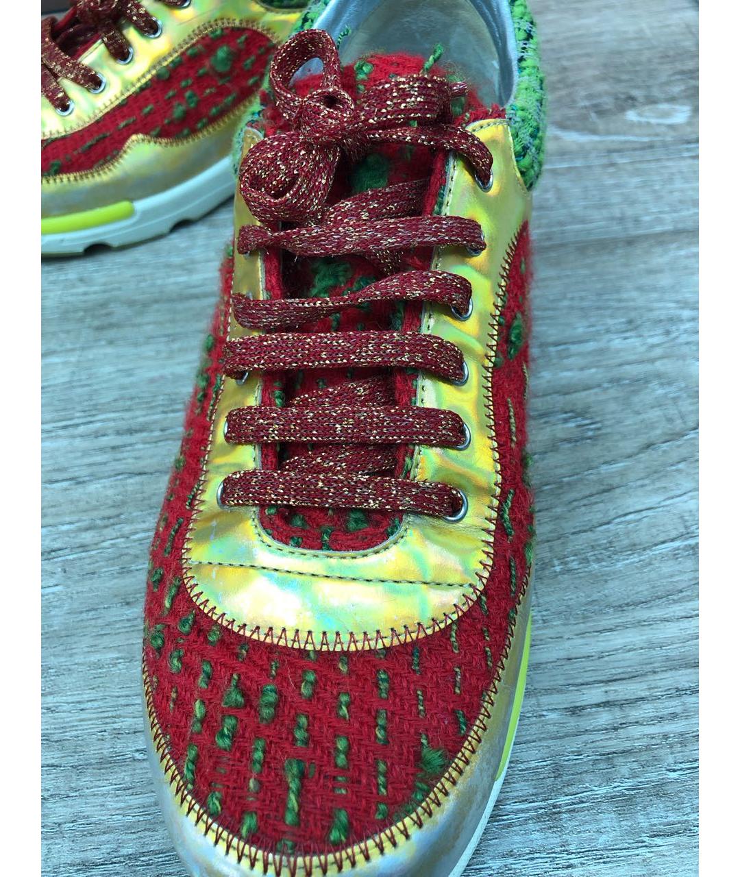 CHANEL Красные текстильные кроссовки, фото 8