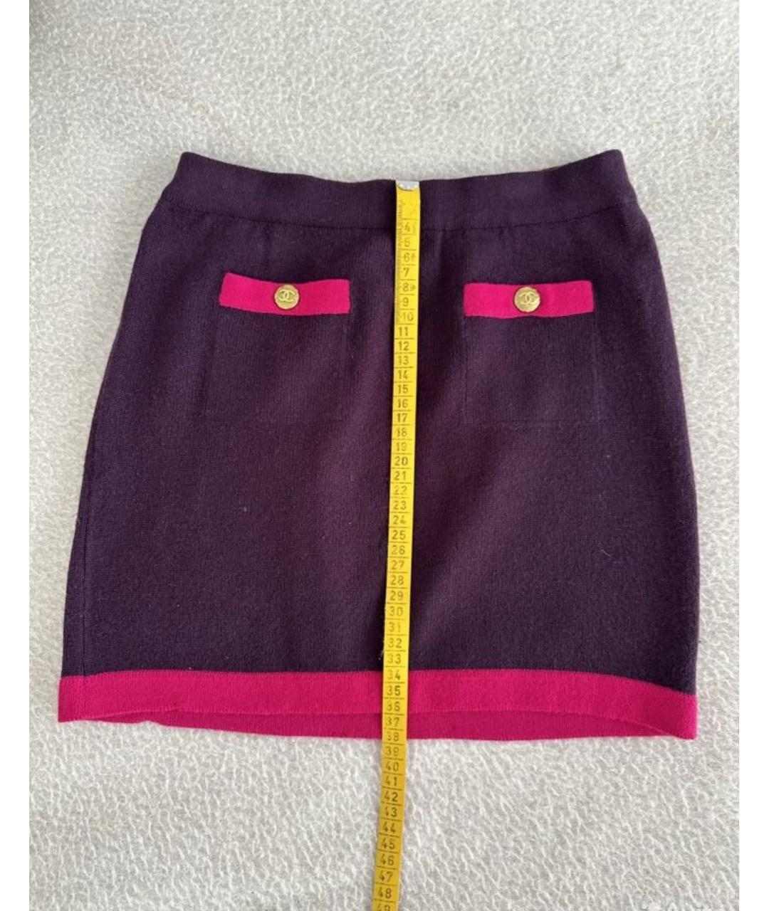 CHANEL Фиолетовая шерстяная юбка мини, фото 4