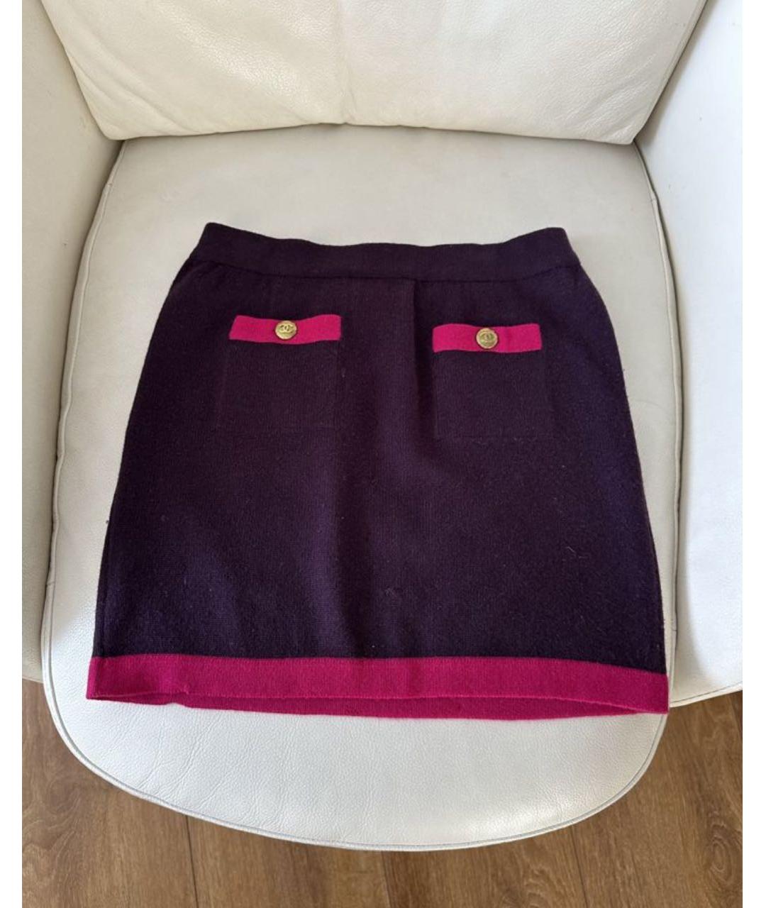 CHANEL Фиолетовая шерстяная юбка мини, фото 9