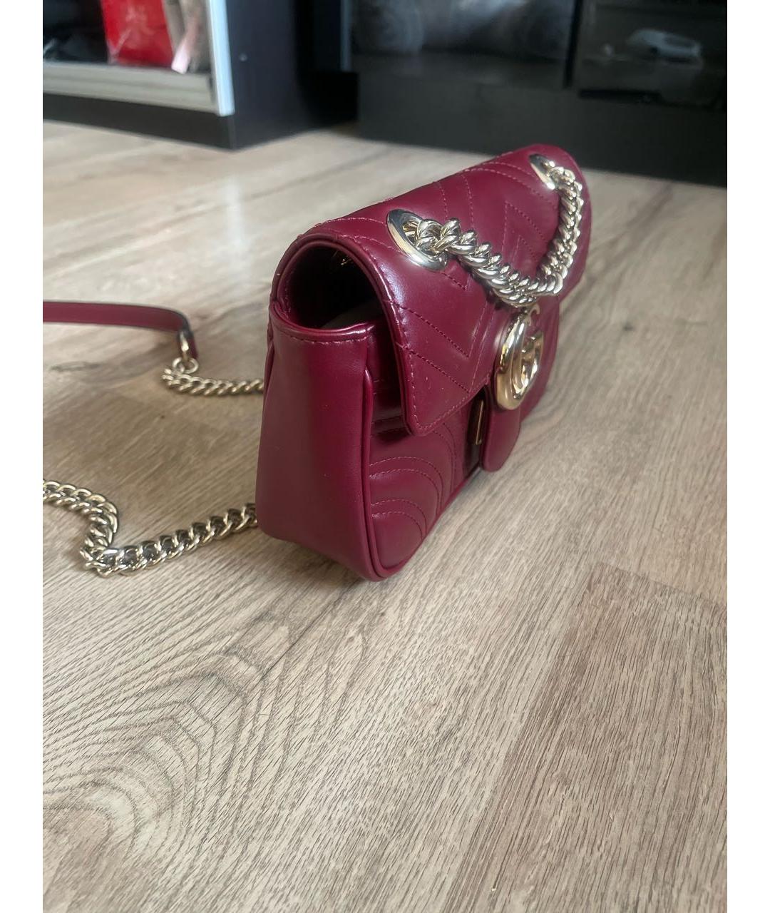 GUCCI Бордовая кожаная сумка через плечо, фото 2