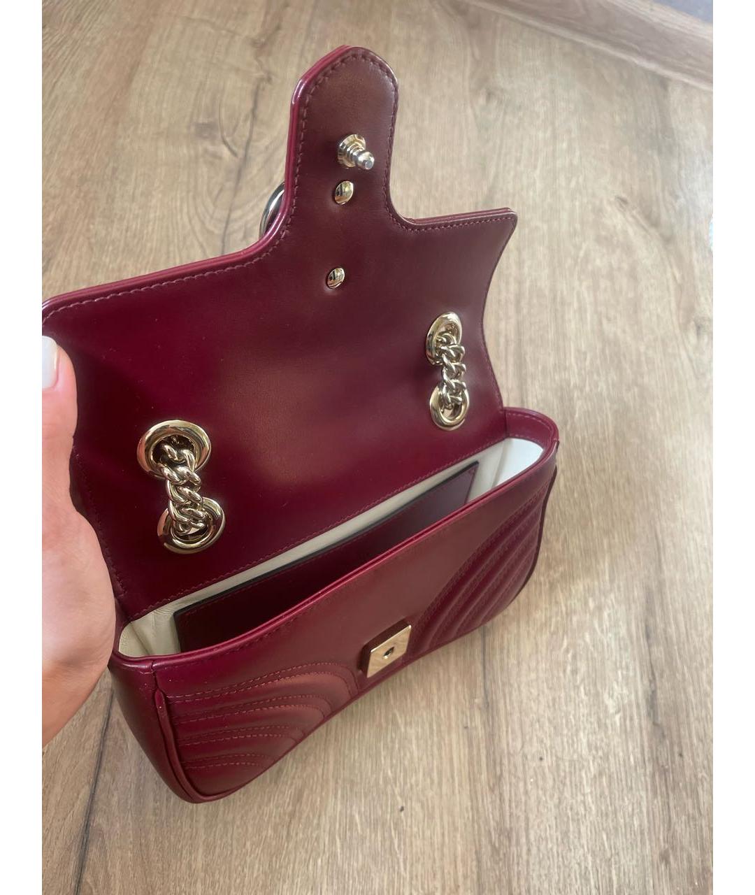 GUCCI Бордовая кожаная сумка через плечо, фото 4