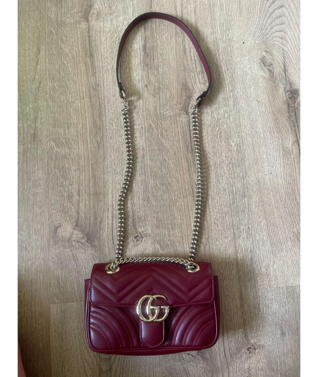 GUCCI Бордовая кожаная сумка через плечо, фото 5