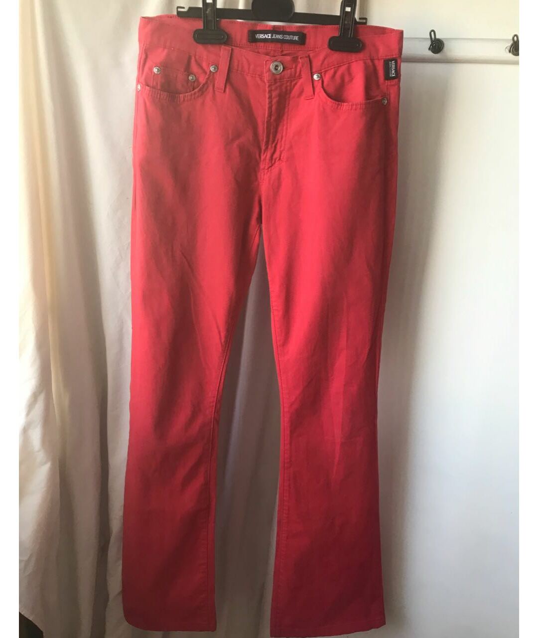 VERSACE JEANS COUTURE Красные хлопковые джинсы клеш, фото 5