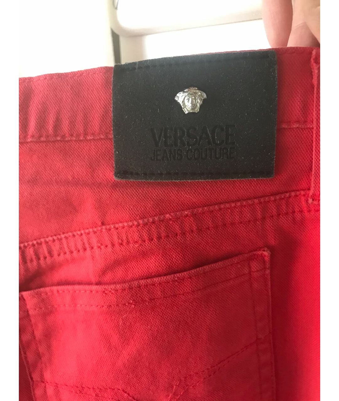 VERSACE JEANS COUTURE Красные хлопковые джинсы клеш, фото 4
