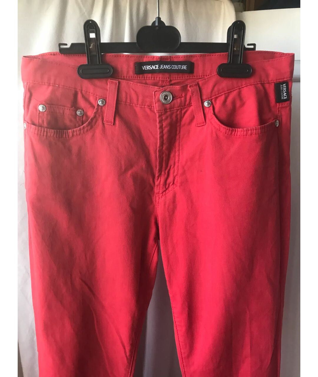 VERSACE JEANS COUTURE Красные хлопковые джинсы клеш, фото 2