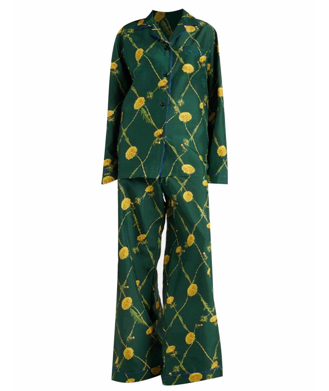 BURBERRY Зеленый шелковый костюм с брюками, фото 1