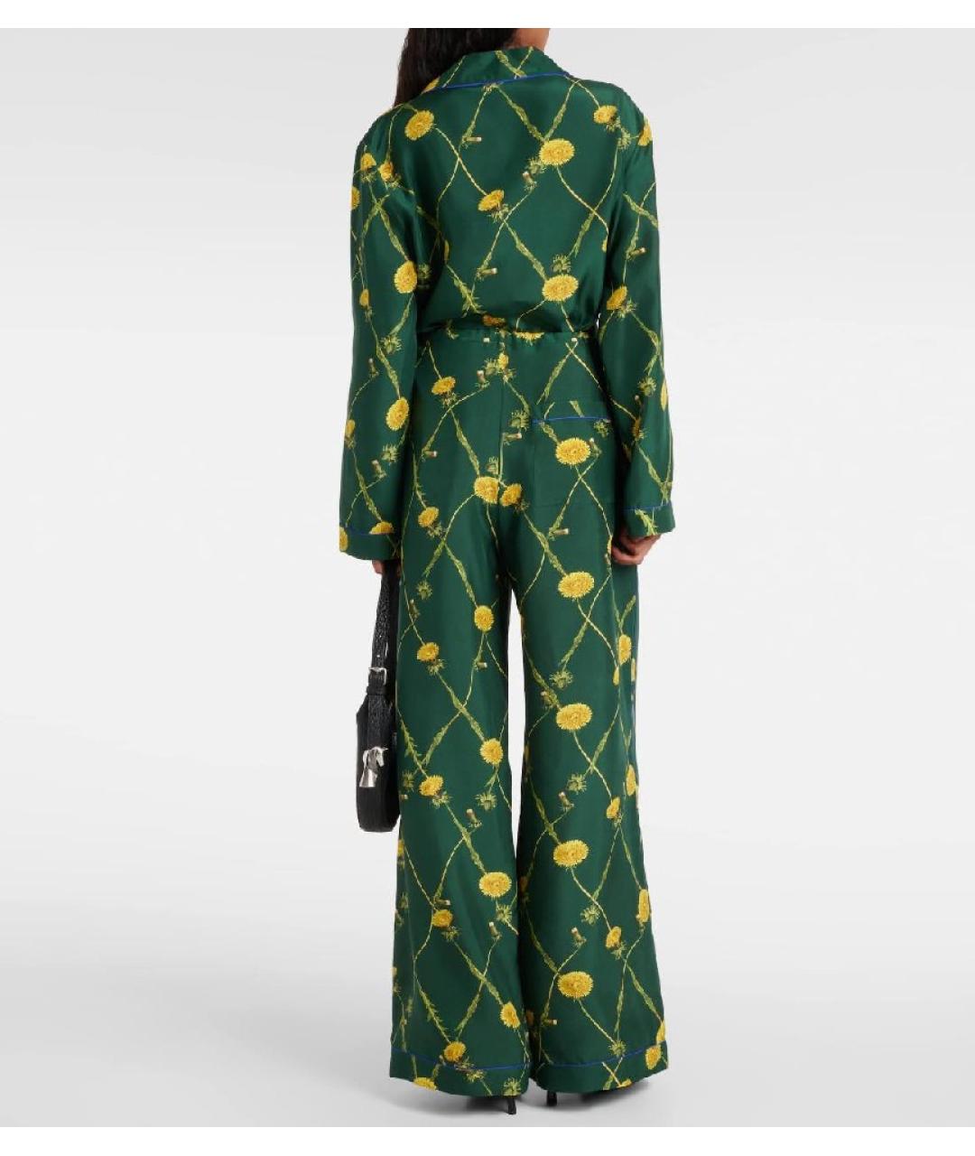 BURBERRY Зеленый шелковый костюм с брюками, фото 2
