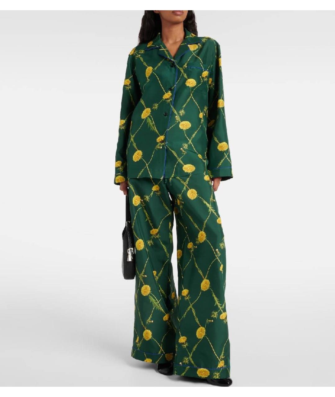 BURBERRY Зеленый шелковый костюм с брюками, фото 6