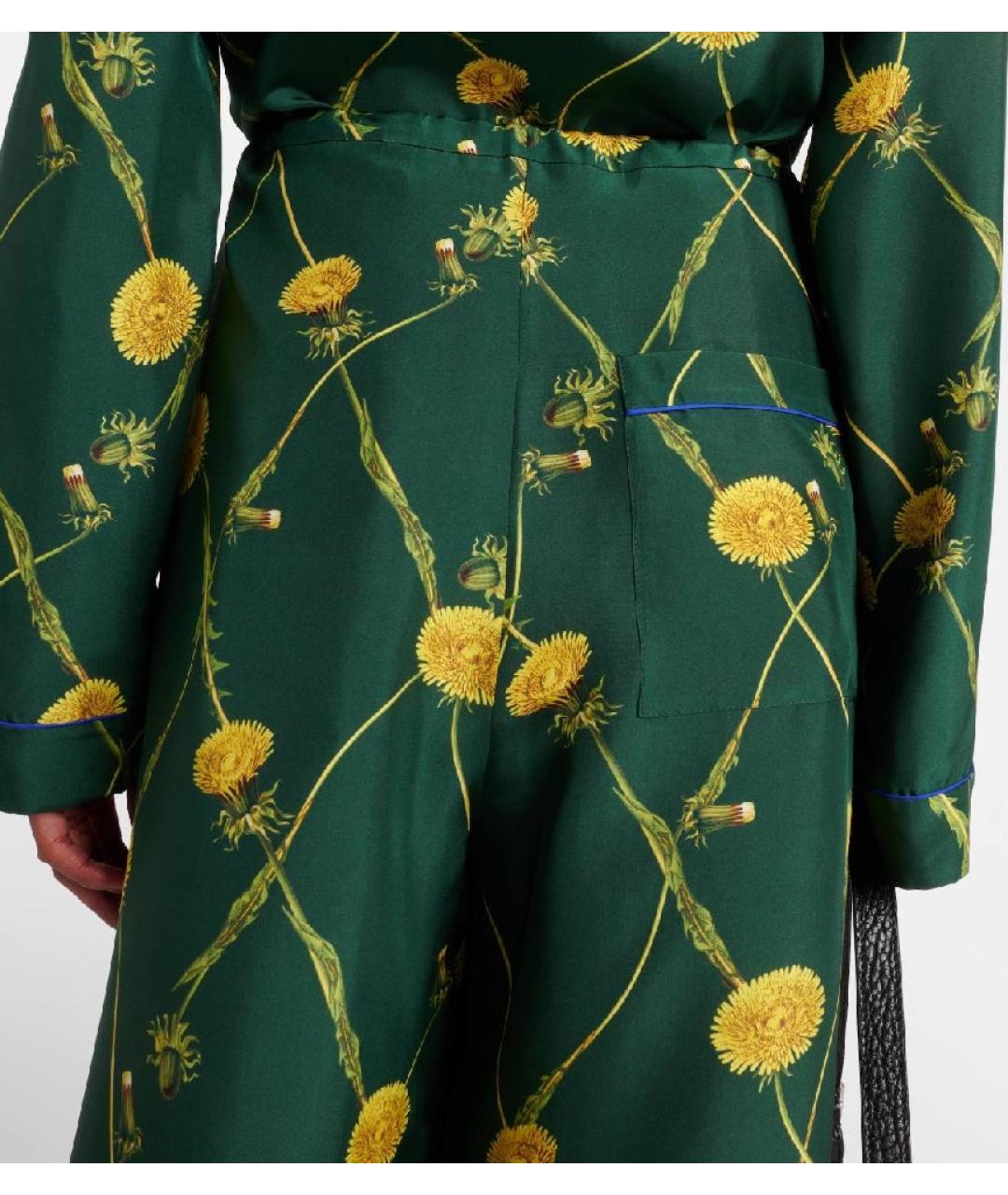 BURBERRY Зеленый шелковый костюм с брюками, фото 5