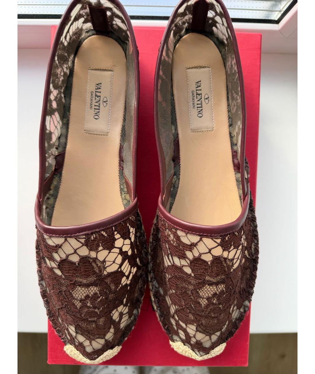 VALENTINO Бордовые текстильные эспадрильи, фото 3