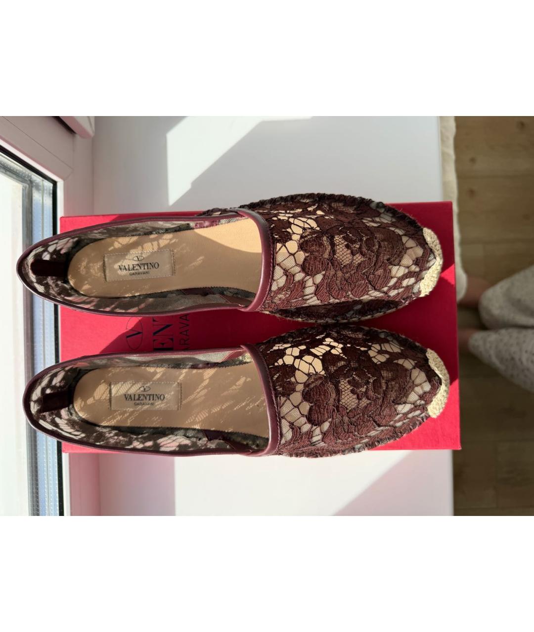VALENTINO Бордовые текстильные эспадрильи, фото 4