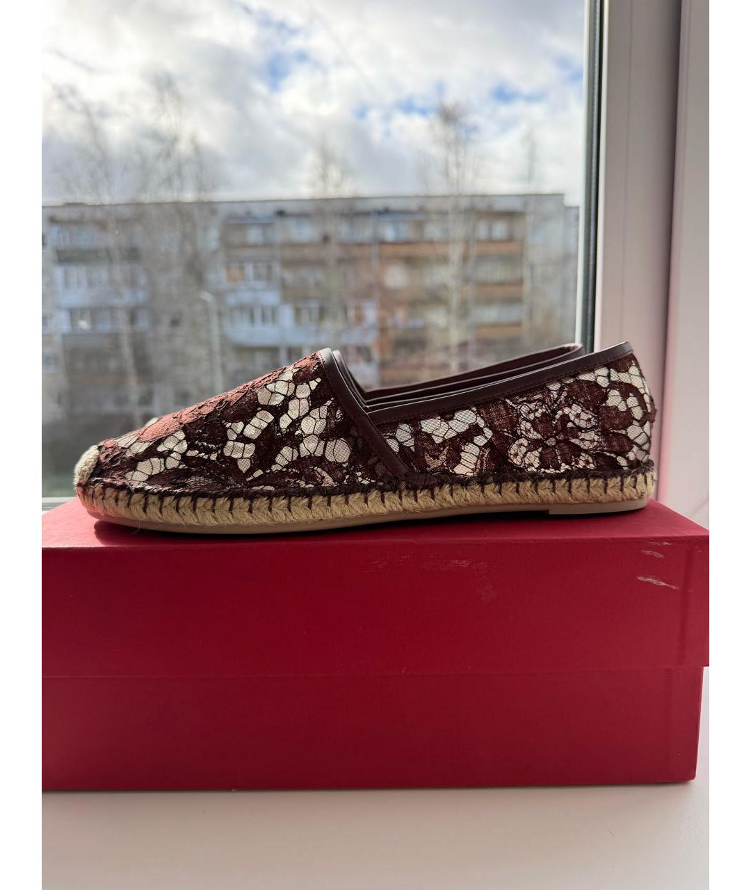 VALENTINO Бордовые текстильные эспадрильи, фото 9