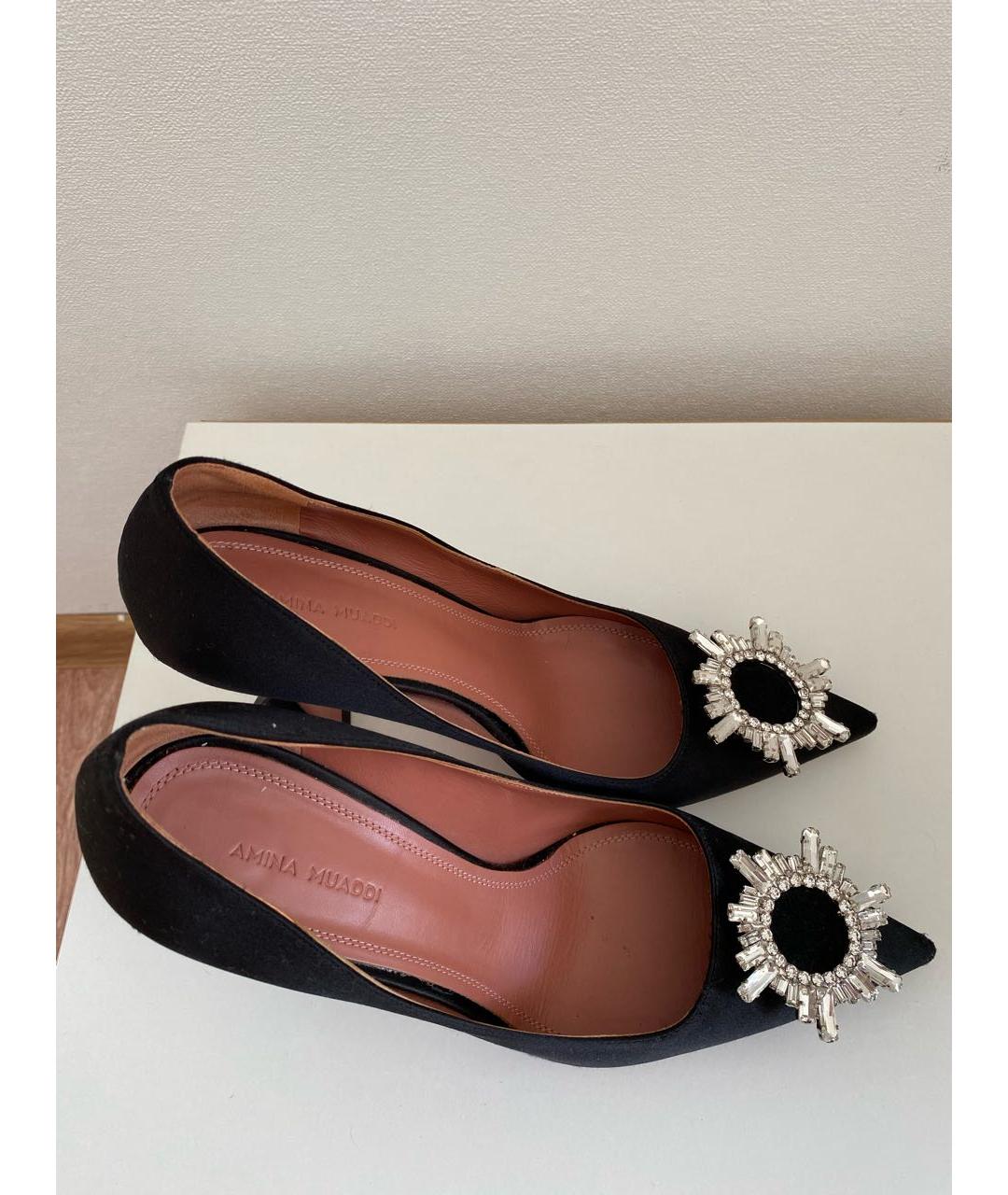 Amina Muaddi Черные замшевые туфли, фото 2