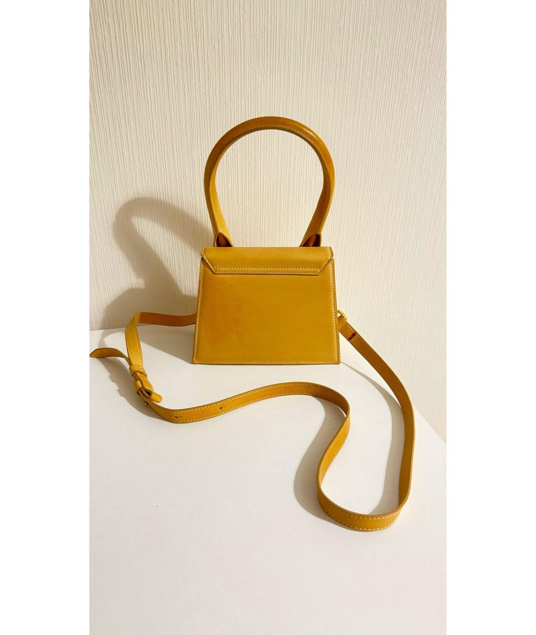 JACQUEMUS Желтая кожаная сумка через плечо, фото 2