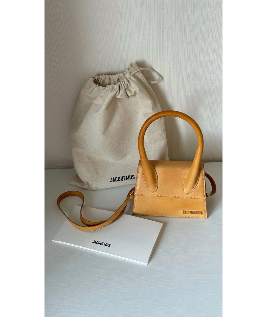JACQUEMUS Желтая кожаная сумка через плечо, фото 4