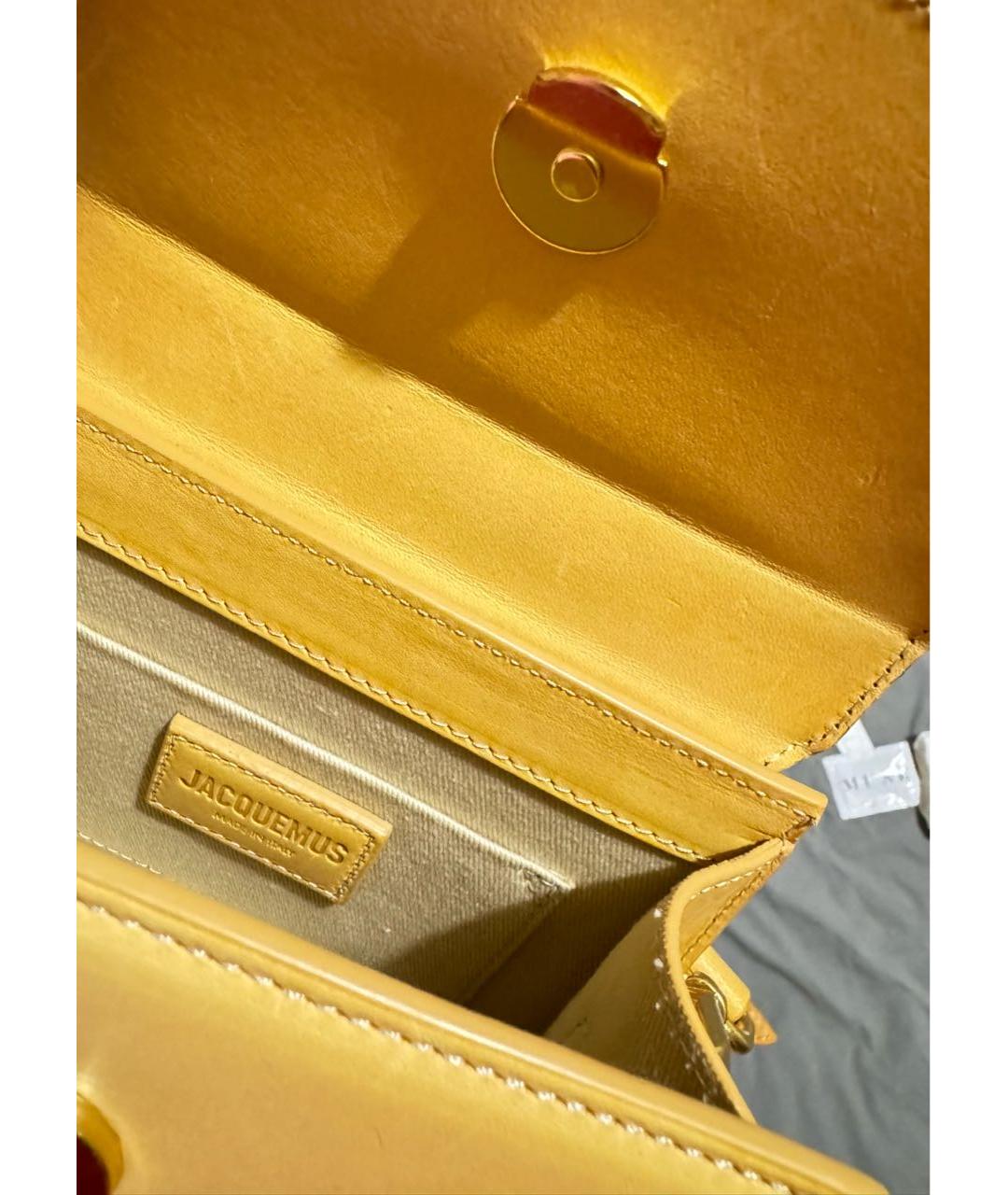 JACQUEMUS Желтая кожаная сумка через плечо, фото 3