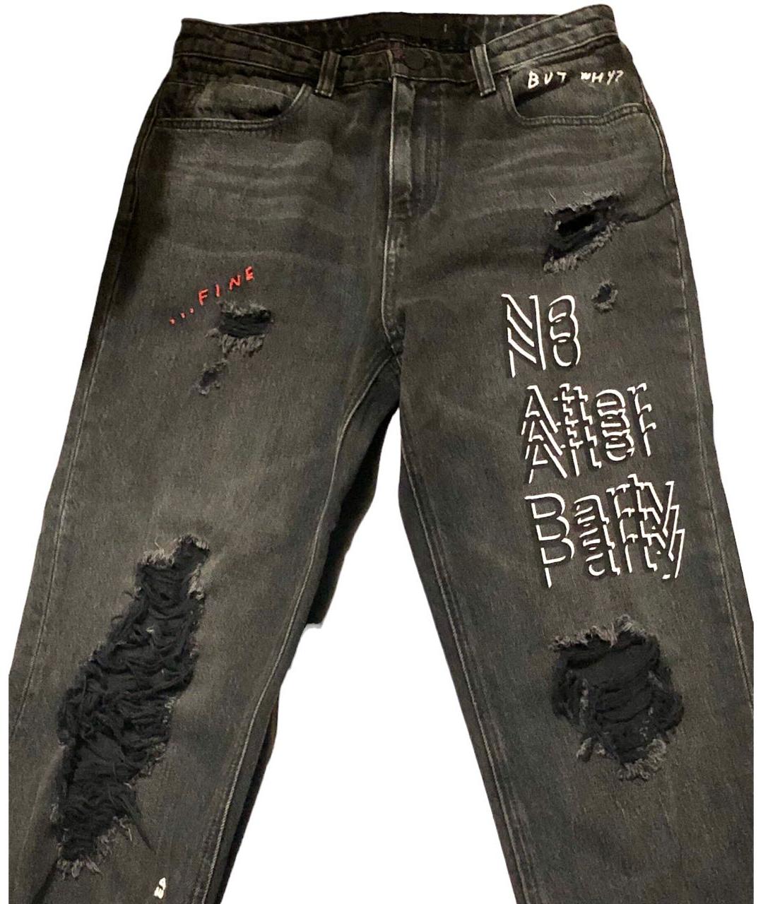 ALEXANDER WANG Антрацитовые хлопковые прямые джинсы, фото 7