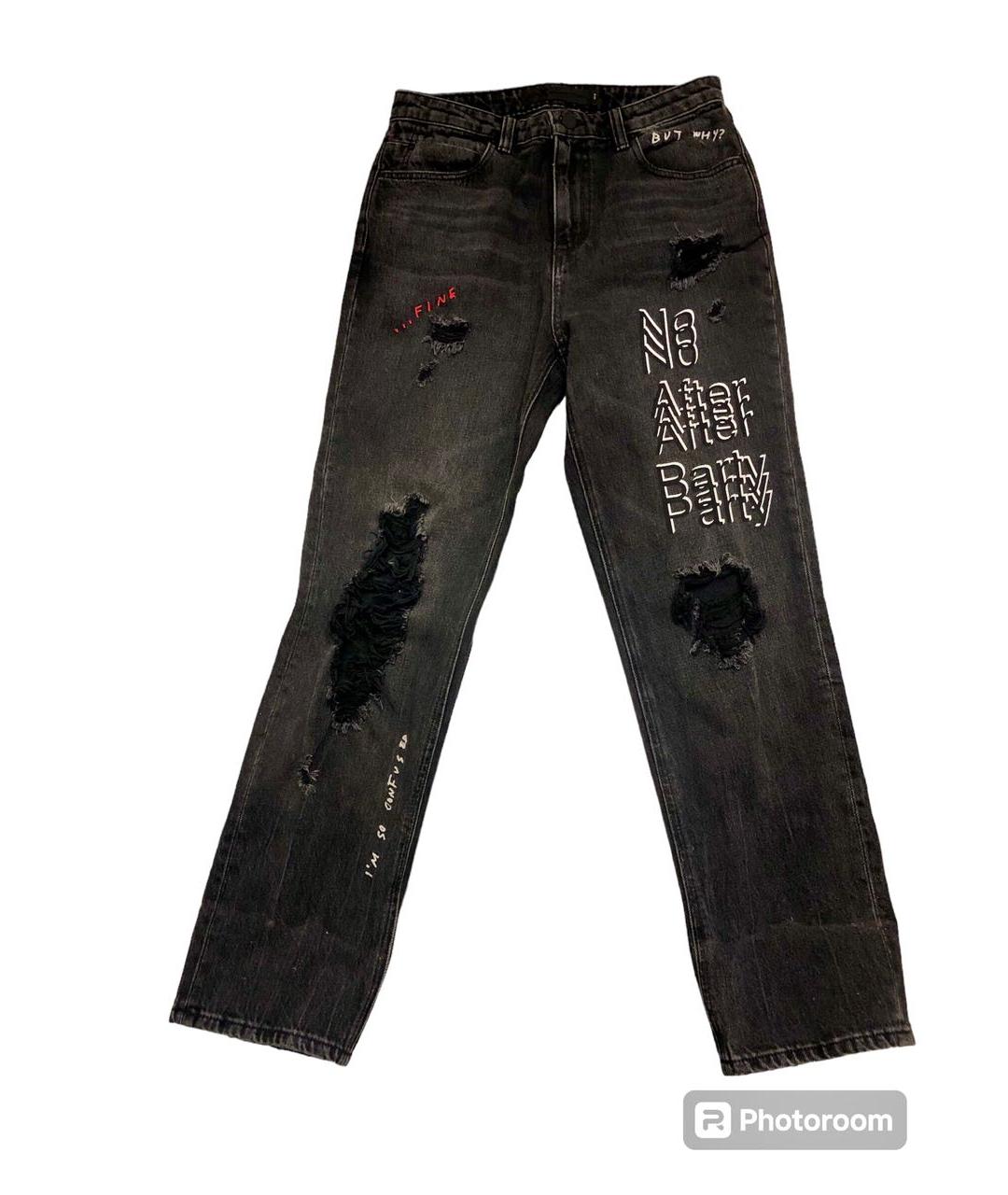 ALEXANDER WANG Антрацитовые хлопковые прямые джинсы, фото 8