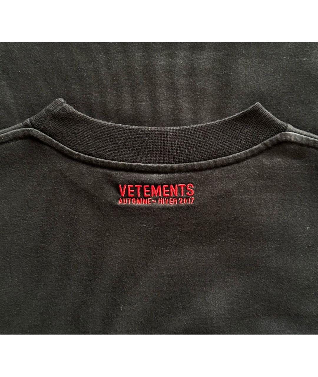 VETEMENTS Черная хлопковая футболка, фото 4