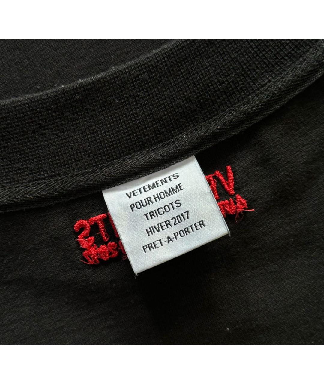 VETEMENTS Черная хлопковая футболка, фото 5