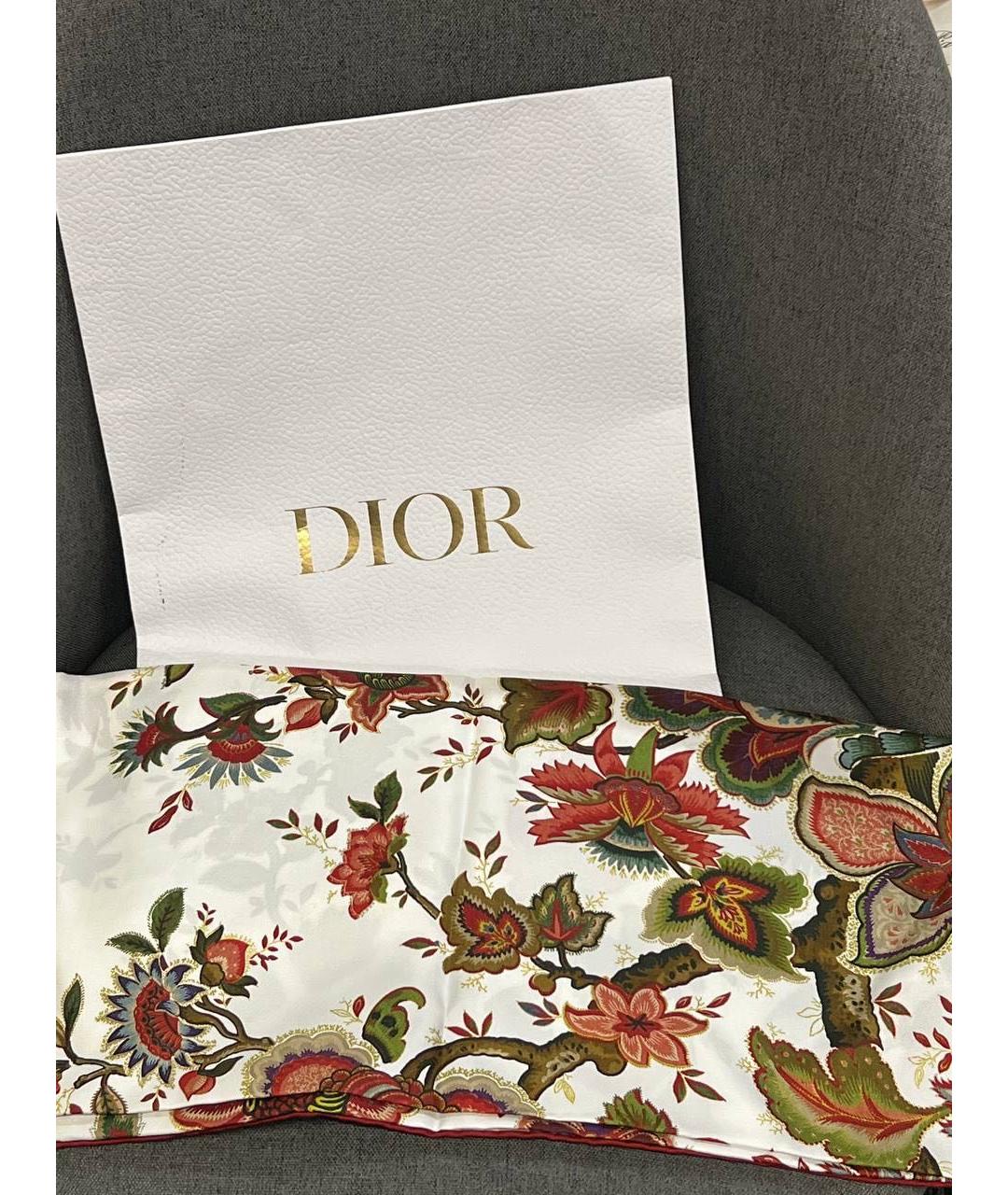 CHRISTIAN DIOR Белый шелковый платок, фото 3