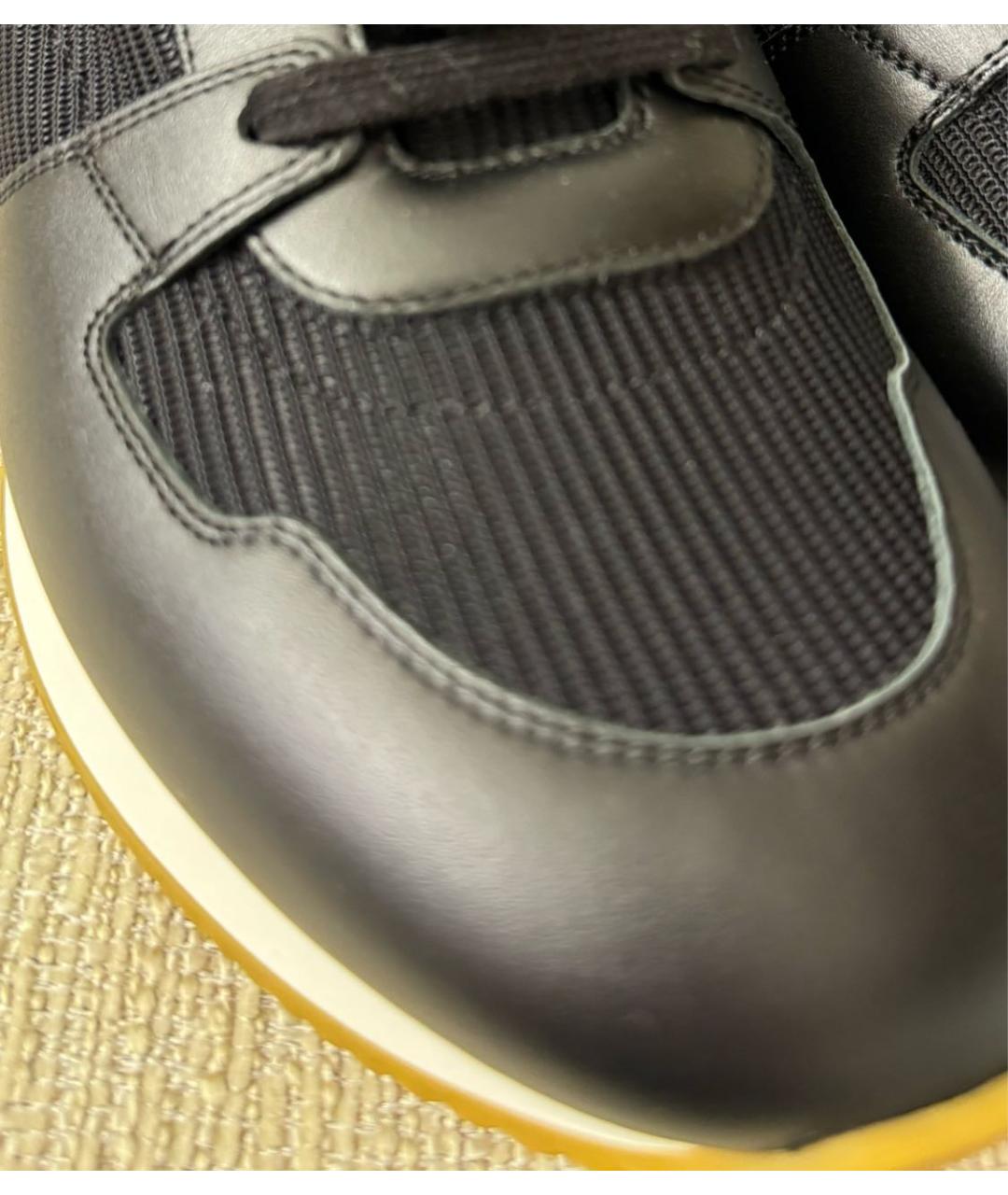 HERMES Черные кожаные низкие кроссовки / кеды, фото 5