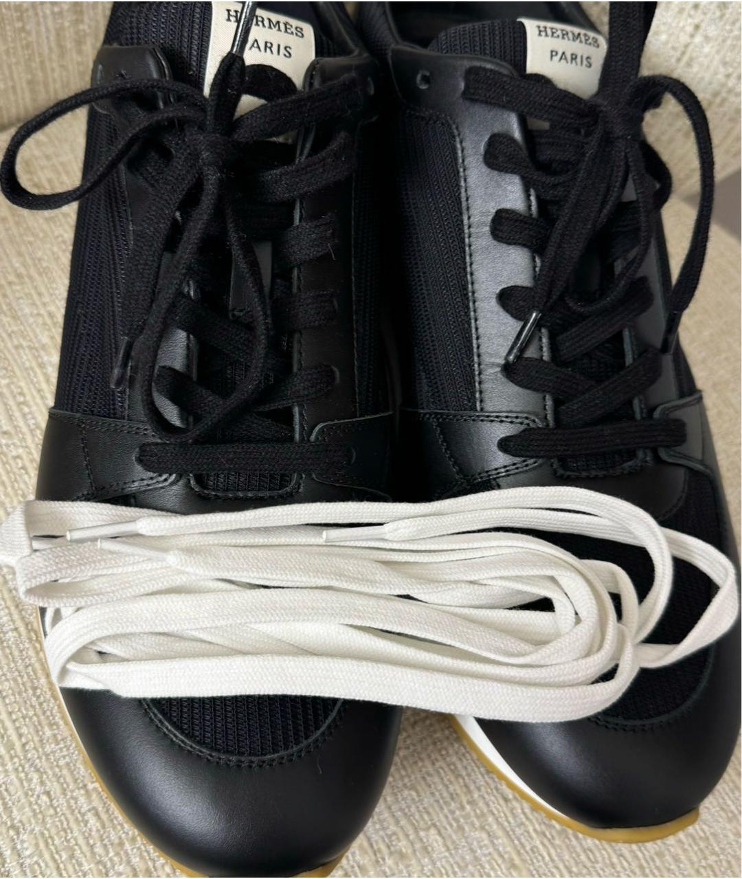 HERMES Черные кожаные низкие кроссовки / кеды, фото 7
